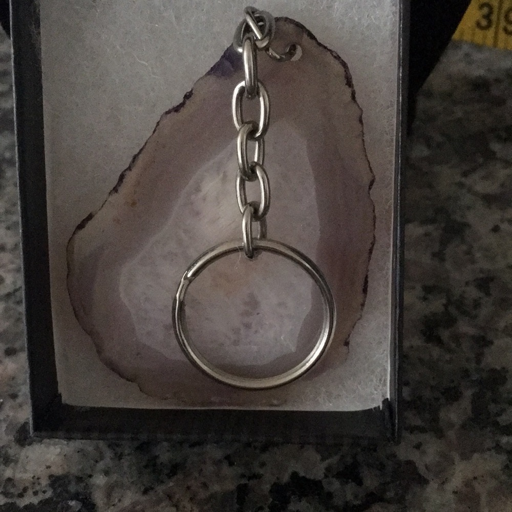 Amethyst natural cut key ring